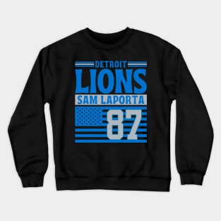 Detroit Lions Laporta 87 American Flag Football Crewneck Sweatshirt